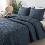 R.SHARE Oversized California King Size Quilt Bedding Sets with Pillow Shams, Navy Blue Cal King Lightweight Soft Bedspread Coverlet for All Season, 118x106 inches