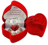 Glass bear in Red Rose Box for a Special Sister Gift Birthday Christmas Xmas Wedding Anniversary Present