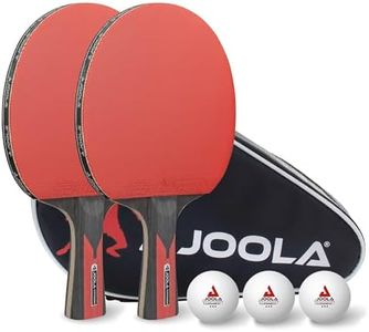 JOOLA Table Tennis Set Duo Carbon | 2 Bats + 3 Ping Pong Balls + 1 Case, Black/red, 6 Pieces