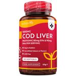 Cod Liver Oil 1000mg - 365 Softgels of Premium Fish Oil - Rich in High Strength Omega 3, Vitamins A, D, E & Garlic Oil - Supports Heart & Brain Health - Made in The UK by Nutravita