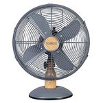 Tower T610000 Scandi Metal Desk Fan with 3 Speeds, Automatic Oscillation, 12”, 35W, Grey and Wood Effect