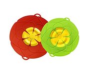 Spill Stopper Lid Cover, Silicone Anti Pot Lid, Boil Over Safeguard, Heat-Resistant Multi-Functional Kitchen Accessories Cooking Tools Cookware Part-2Pcs (Green and Red)