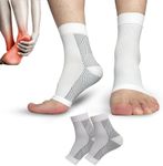 Neuropathy Socks, Ankle Compression Sleeve, Soothe Relief Compression Socks 20-30 mmHg, Ankle Brace Support Sleeve for Neuropathy, Plantar Fasciitis, Diabetic Foot Nerve Pain Relief (White, S/M)