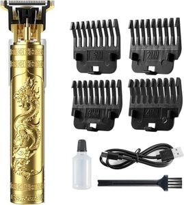 Trimmer Men Professional Cordless Hair Clipper Dragon Style,Rechargeable Trimmer For Beard,Hairs,Moustache & Face,Electric T Blade Zero Gapped Shaving Machine Men's Grooming Kit (GOLD 1)