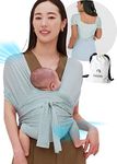 Konny Baby Carrier Flex AirMesh - Adjustable Summer, Easy to Wear, Baby Wrap Carrier, Perfect for Newborn Babies Essentials up to 44 lbs (XS-XL)- Mint Grey