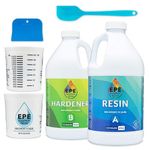 EPE EasyPour Epoxy 1 Gallon Kit - Crystal Clear High Gloss Resin and Hardener, 2 Mixing Cups, Silicone Spatula, Plastic Spreader - Wood Tabletops, Epoxy Countertop Resin, Epoxy Casting and Art Work