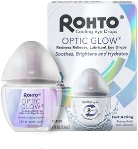 Rohto Optic Glow Whitening, Lubricant Eye Drops, Whitens, Brightens, and Hydrates Red Eyes, Fast-Acting Formula, Sterile Eye Drops, 0.4 fl oz Bottle