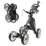 CaddyTek Caddycruiser One Version 8-One-Click Folding 4 Wheel Golf Push Cart, Dark Grey