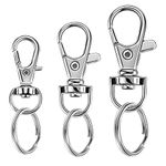 YHYZ Keychain Key Chain Rings Clips Swivel Bulk (3 Sizes), Swivel Lanyard Snap Hooks (Lobster Claw Clasp) with Rings, for Keychain Crafts Resin Projects, Lanyard, Bag, Purse,Tag (Sliver, S+M+L)