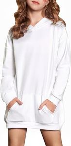 Arshiner Girls Long Sleeve Hoodies White School Pullover Sweatshirt with Pocket Size 13-14Y
