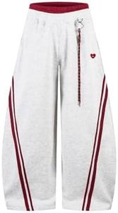 Aelfric Eden Stripes Baggy Barrel Sweatpants Elastic Double Waist Wide Leg Pants Women Men Casual Y2K Unisex Lounge Trouser Grey XL