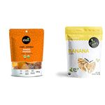 ELAN Organic Mango Slices, No Sugar Added, Non-GMO, Vegan, Gluten-Free, Kosher, 125 g & Organic Banana Chips, Non-GMO, Vegan, Gluten-Free, 135 Gram