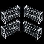 SENENQU 4PCS Acrylic Test Tube Rack, 6 Wells Clear Test Tube Holder, Durable Test Tube Stand with 16mm Diameter Holes for Laboratory Industry Science Exhibition