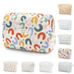 Travel Toiletry Bag, Cotton Floral Travel Makeup Bag, Portable Cosmetic Bag, Travel Makeup Storage Bag for Women Girls (Colorful U)