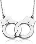 Ouslier Personalized 925 Sterling Silver Handcuff Pendant Name Necklace Custom Made with Names & Initials (Silver)