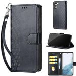 Designed for Samsung Galaxy S23 Plus Case Wallet,Women Flip Folio Cover with Embossed PU Leather Credit Card Holders Slots Wrist Strap Phone Case for Samsung S23 Plus 6.6 Inch (Black Cube)