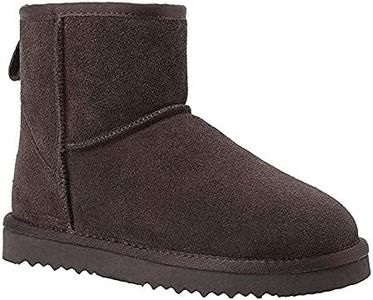 Veilante Women's snow boots, waterproof leather winter boots, non-slip, warm, lined winter boots, Brown 2, 8 AU