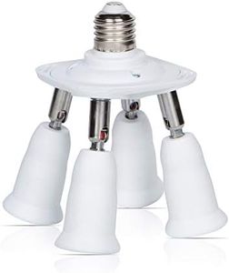 Simba Lighting E26 Light Bulb Socket Adapter Splitter to 4 Heads White Finish with Fully Adjustable Angles for Wide Coverage, Indoor and Outdoor Use for Ceiling Light or Lamp, Medium Screw Base