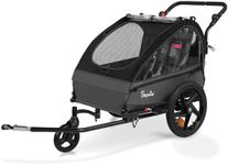Sepnine Kids Bike Trailer, 2 in1 Canopy Carrier Converts to Stroller Suitable for 1 to 2 Kids, 12+ Months, Quick Attach to Bike, Foldable, with 5-Point Harness and Storage Bags