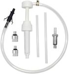 Lower Unit Gear Oil Pump for Standard Quart Bottles, 10cc Per Pump Stroke, Includes Fluid Pump, Long Fill Hoses, Rigid Suction Tubes, 3/8 inch Metal Swivel, 8mm and 10mm, 3rd Hand Adapter