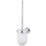 GROHE Essentials Toilet Brush Set (Material: Glass and Metal, Wall Mounted, Durable Sparkling Sheen, Including Screws and Dowels, Suitable for Gluing), Size 398 mm, Chrome, 40374001