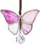 H&D HYALINE & DORA Stained Glass Window Hangings Handmade Tiffany Art Butterfly Style Window Panel Sun Catchers Christmas Tree Ornament