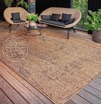 Paco Home Outdoor Rug For Garden Area Rug Living Room Kitchen Rug Machine Washable Aztec Pattern Monochrome, Size:80x150 cm, Colour:Beige 4