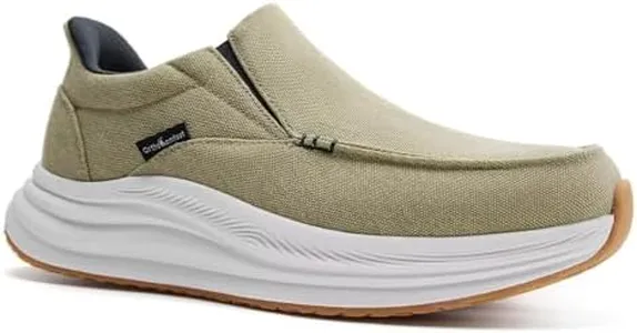 Men's Orthopedic Canvas Tennis Shoes: Fit Heel Spurs Pain Relief Arch Support Plantar Fasciitis Orthotic Slip On Sneakers, Casual Flat Feet High Arch Bowling Walking Loafers Khaki Size 14