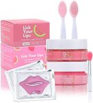 Lick Your Lips 6-in-1 Lip Care Kit With Lip Sleeping Mask, Silicone Brush, Sugar Scrub, Sheet Mask to Reveal Luscious, Soft Lips – Korean Lip Therapy Set for Fuller, Plumper, Perfect Pout