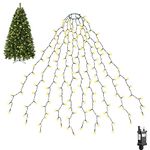 SALCAR Easy to Assemble Christmas Lights, 3m x 10 Strands Fairy String Lights with 350 LEDs Mains Powered, 8 Modes Waterproof Lights for 7ft 8ft 10ft 12ft Tree - Warm White