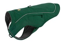 RUFFWEAR Overcoat Fuse Dog Coat with Harness, 2-in-1 Weather Resistant Dog Suit Combo, Premium Fleece Lined Adjustable Lightweight Dog Jacket & Waterproof Raincoat, Evergreen – Small