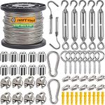 1/16" Wire Rope Kit,304 Stainless Steel Wire Cable 7x7 Strand Core 165ft Vinyl Coated Aircraft Cable with Turnbuckle Wire Teniosner for String Light Hanging, Climbing Plant Wire