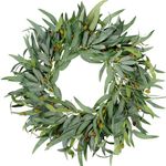 Sggvecsy Artificial Olive Wreath for Front Door 22 inch Greenery Wreath with Olive Leaves Olive Bean Green Leaves Wreath Spring Summer Wreath for All Seasons Wall Window Home Indoor Outdoor Decor