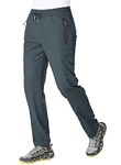 BGOWATU Men's Casual Outdoor Sports Sweatpants Lightweight Quick Dry Jogging Hiking Athletic Running Pants with Zipper Pockets Cool Grey Size S