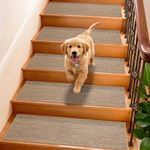 BONACA Linen Stair Treads Non Slip Indoor 36x9 Inch, 15 Pcs Upgraded Stair Carpets, Peel and Stick Stair Runner Rugs for Wooden Steps with Reusable Anti Slip Self-Adhesive Backing (Beige).