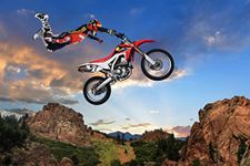 Freestyle Motocross Rider Performing Stunt on Motorcycle Photo Art Print Poster 36x24 inch