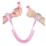 Toddler Harness Walking Leash- Child Anti Lost Wrist Link - Child Safety Harness - Upgrade with Reflective(6.5ft) - for Boys and Girls,Not Easy to Open Without Key (Pink)