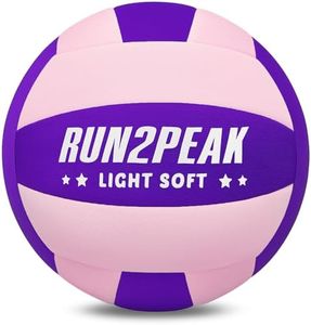 RUN2PEAK Super Soft Light Volleyball - Safe and Quiet Fabric Volleyball Ball for Indoor Play - Official Size 5 Kids Youth Beginners Lightweight Volleyballs Trainer for House Yard Training Practice