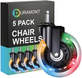 Office Chair Wheels Replacement - Heavy Duty Chair Casters, Rubber Roller Blade Wheels for Carpet and Hardwood Floors Silicon Desk Accessories (LED)