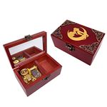 SIQI Music Jewelry Box Sailor Moon Plays Moonlight Densetsu 18 Note Wood Vintage Musical Box Collection Decoration Gift with Mirror and Lock for Christmas, Red, Tune: Moonlight Densetsu（style2)