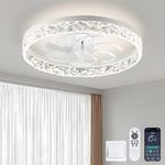 Bladeless Ceiling Fans Lights Remote: 20 inch Bladeless Ceiling Fans with Lights and Remote Low Profile Ceiling Fan with Light Flush Mount Ceiling Fan with Lights Ceiling Fan for Bedroom