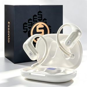 ESSONIO Open Ear Headphones Over Ear Earbuds with Earhook Directional Sound Bluetooth 6.0 Endurance Dual-Layer Silicone Comfort ENC Clear Calls, Waterproof Workout Earphones (White)