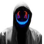 MAQUIDE Halloween Scary Mask LED Light Up Purge Mask for Festival Cosplay Halloween Costumes,Red&Blue