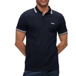 BOSS Men's Paddy Curved Polo Shirt, Dark Blue402, XL