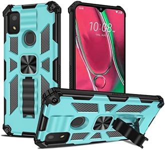 jackpot wireless for Cricket Icon 4 Case with HD Screen Protector, Built Kickstand, Rugged Durable Dual Layers Hybrid Shockproof Heavy Duty Protective Cover for Icon 4 Phone Case (Teal)