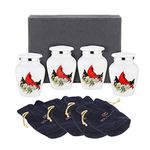 BOLD & DIVINE Handcrafted Small Cardinal Bird Urns for Human Ashes - Mini Urn Set of 4 with Premium Box & Funnel - Honor Your Loved One with Cardinal Bird Cremation Urn - Perfect for Adults & Infants