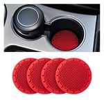 4 Pack Car Cup Holder Coaster, 2.75 Inch Diameter Non-Slip Universal Insert Coaster, Durable, Suitable for Most Car Interior, Car Accessory for Women and Men (red)