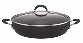 Circulon Momentum Shallow Casserole Dish with Lid, 30cm - Hob to Oven Casserole Dishes, Oven & Dishwasher Safe, Metal Utensil Safe Durable Cookware, Black Saute Pan