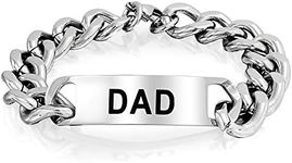 Daddy Name Plated Engrave Word Dad Identification ID Bracelet for Father for Men Silver Tone Stainless Steel