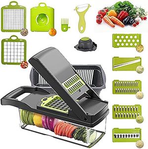 Vegetable Chopper Mandoline Slicer Cutter Chopper and Grater 12 in 1 Vegetable Slicer Cheese Slicer Onion Chopper Black